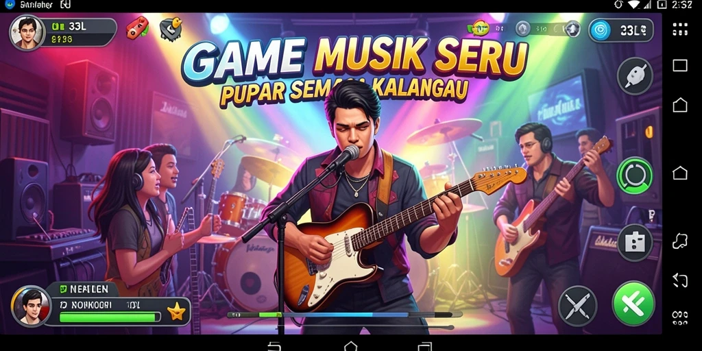 Screenshot yang menunjukkan gameplay menarik 33L dengan musik dan tantangan.