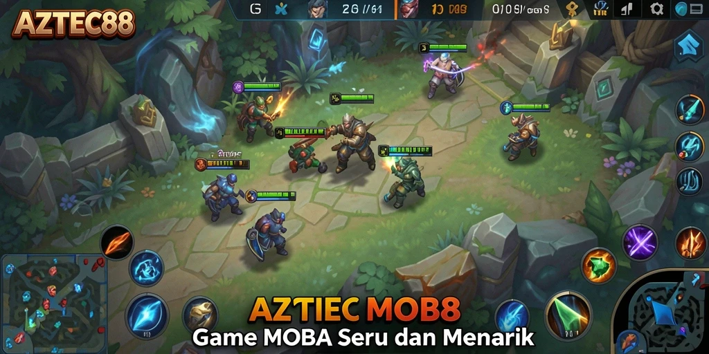 Tampilan gameplay seru di AZTEC88 dengan pertarungan tim yang intens.