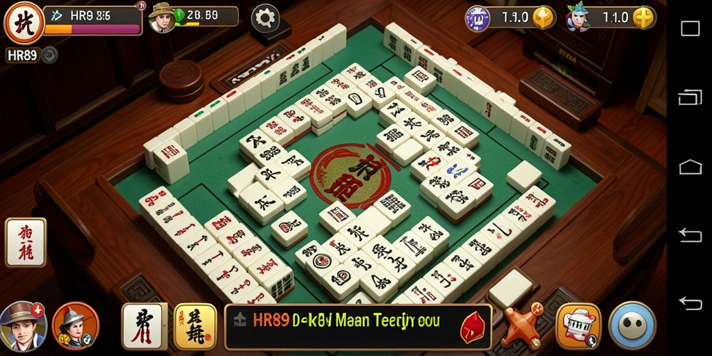 Tampilan gameplay HR89 dengan ubin Mahjong yang berwarna-warni dan menantang.