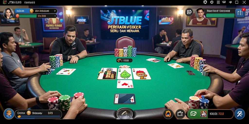 Tangkapan layar JTBLUE menunjukkan gameplay Poker yang seru dan interaktif.