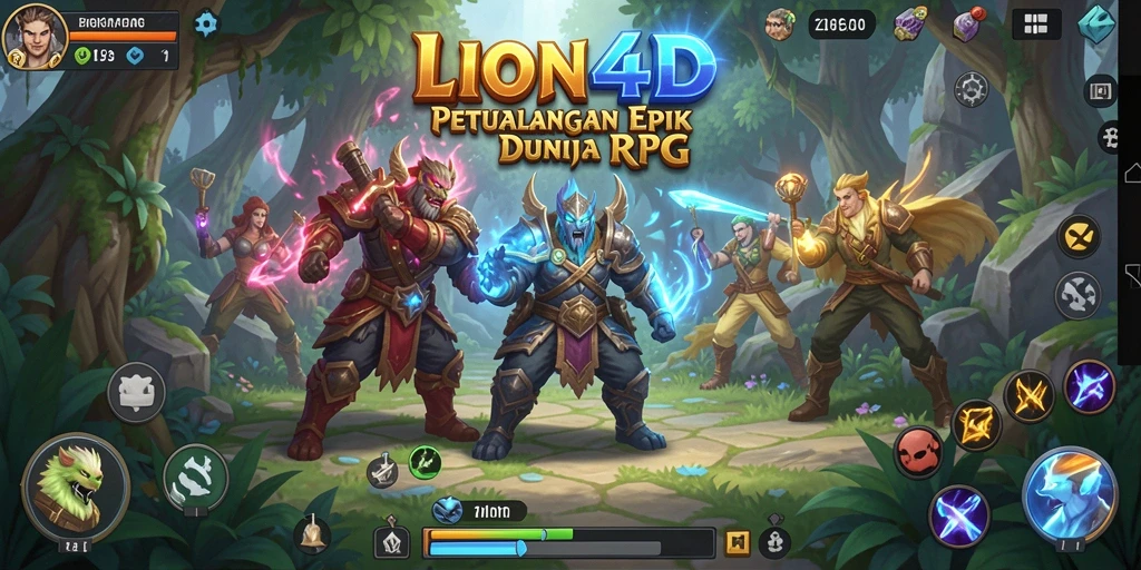 Screenshot gameplay LION4D menampilkan karakter sedang bertarung melawan monster.