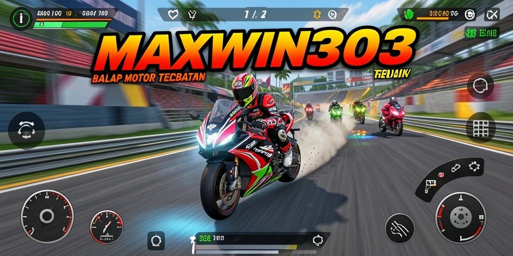 Screenshot gameplay MAXWIN303 yang menampilkan balapan motor yang mendebarkan.