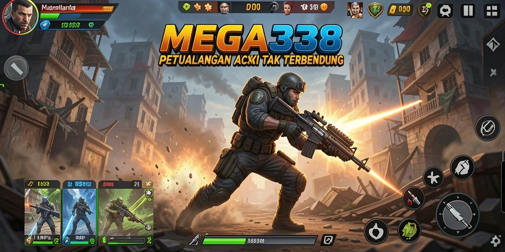 Tampilan gameplay intens dari MEGA338 dengan aksi yang mendebarkan.
