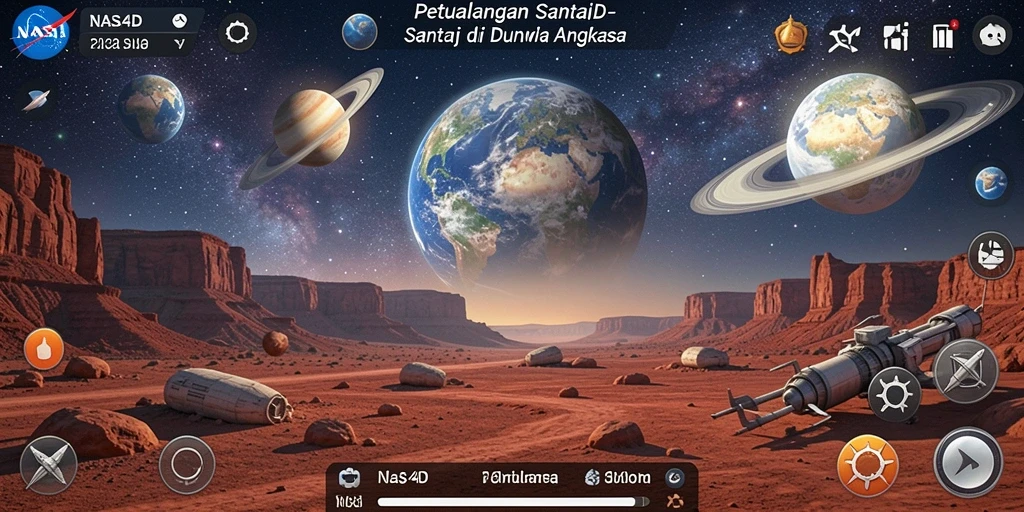 Screenshot menampilkan gameplay santai NASA4D yang penuh warna.