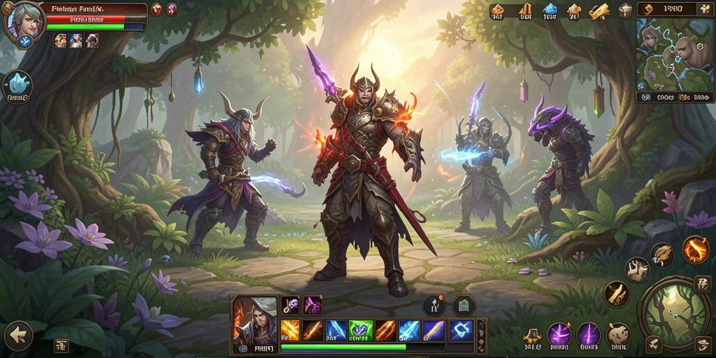 Screenshot dari gameplay PPRRYY menampilkan pertempuran epik di dunia fantasi.