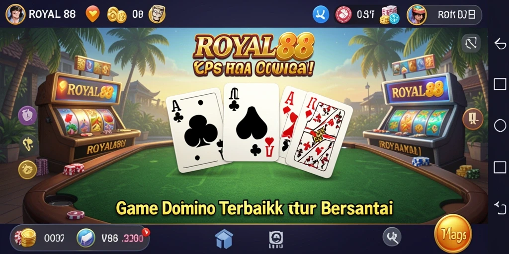 Screenshot gameplay utama ROYAL88 menampilkan suasana seru permainan Domino.