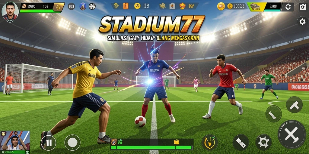 Tampilan gameplay STADIUM77 yang menakjubkan dengan aksi olahraga.