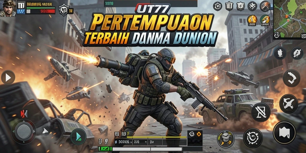 Tampilan seru dari gameplay Action UT77 yang mendebarkan.