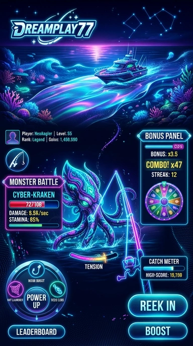 Screenshot aplikasi menunjukkan berbagai kategori yang tersedia di dreamplay77.